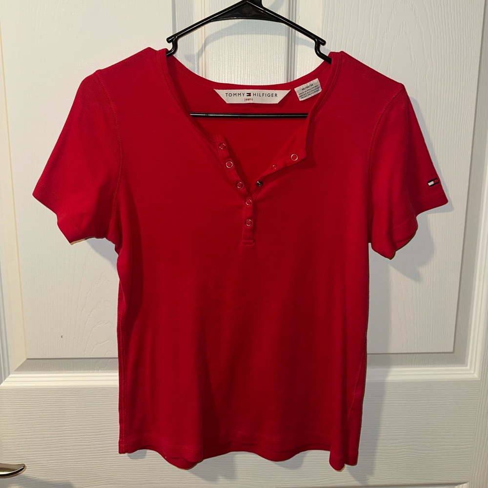Tommy Hilfiger Women's Red Short Sleeve Tee